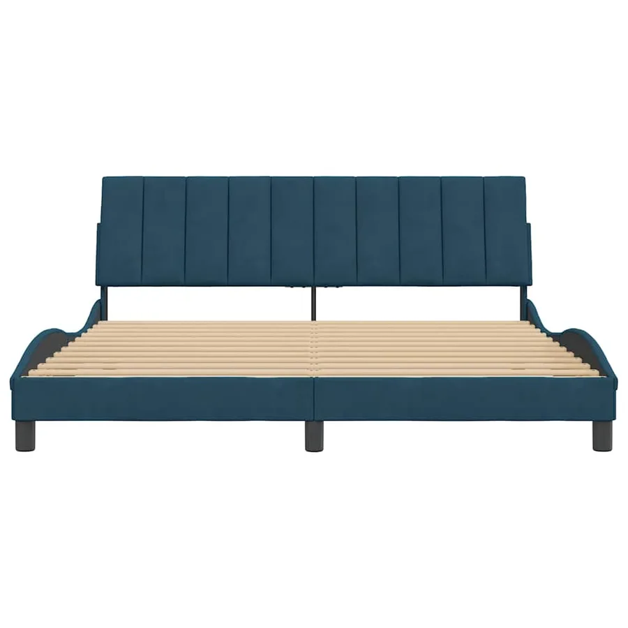 Cadre de lit sans matelas Hanko bleu 180x200 cm velours - 5
