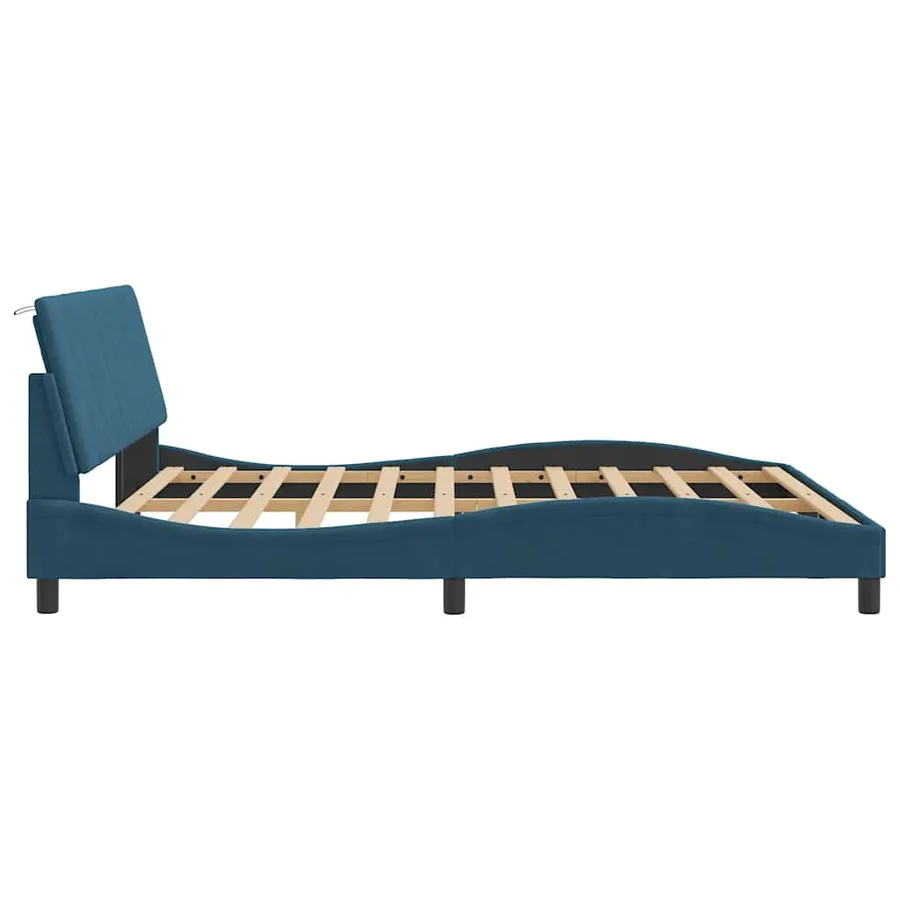 Cadre de lit sans matelas Hanko bleu 180x200 cm velours - 7