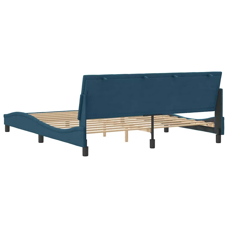 Cadre de lit sans matelas Hanko bleu 180x200 cm velours - 8