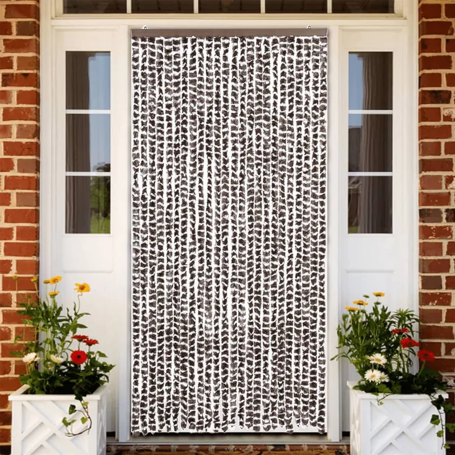 Rideau anti-mouches marron et blanc 100x200 cm chenille