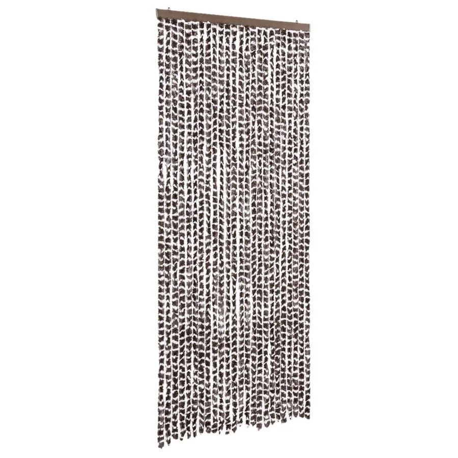 Rideau anti-mouches marron et blanc 100x200 cm chenille - 2