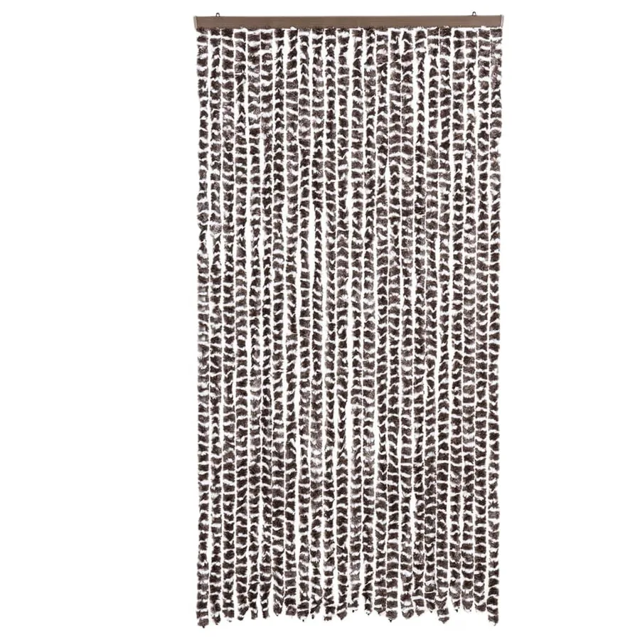 Rideau anti-mouches marron et blanc 100x200 cm chenille - 3