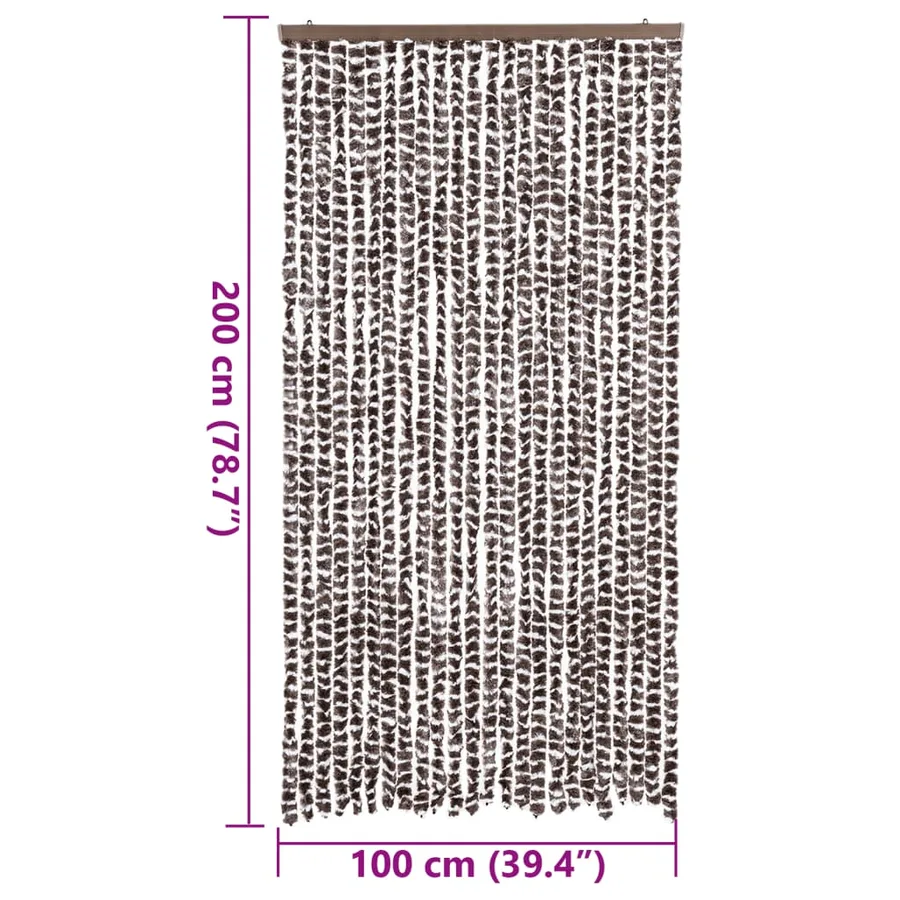 Rideau anti-mouches marron et blanc 100x200 cm chenille - 7