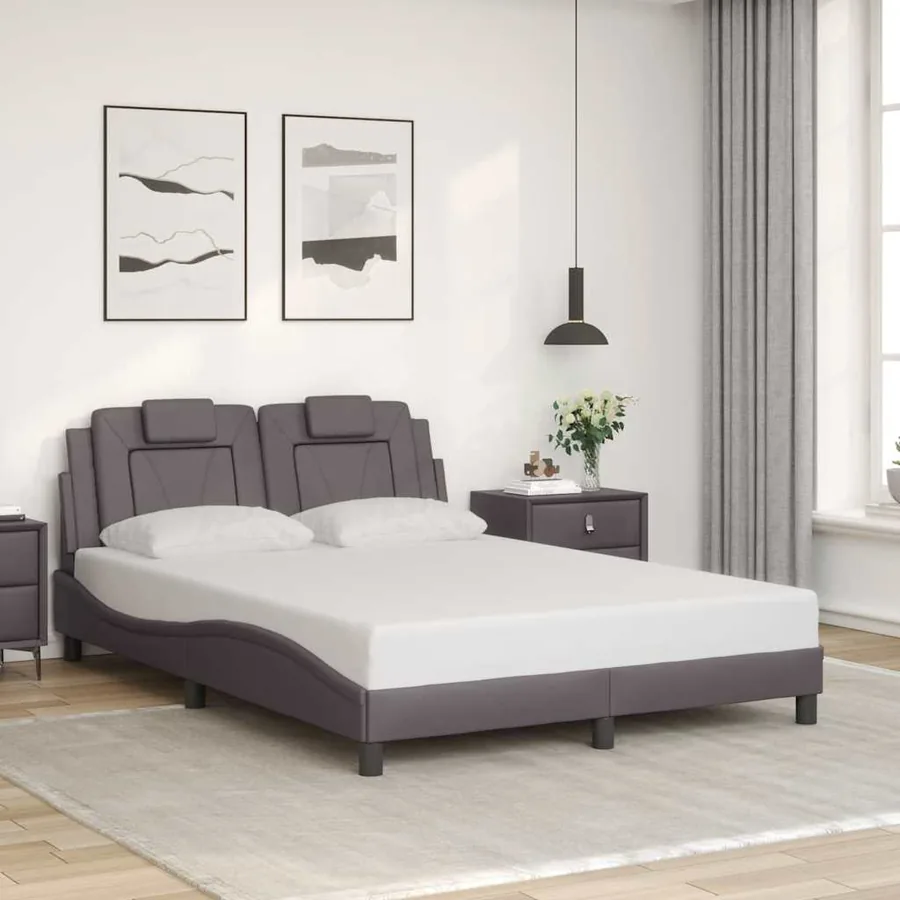Cadre de lit Viana sans matelas gris 120x200 cm similicuir