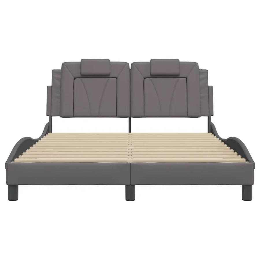 Cadre de lit Viana sans matelas gris 120x200 cm similicuir - 4