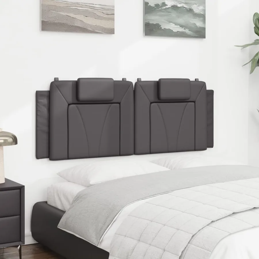 Coussin de tête de lit Viana gris 120 cm similicuir - 4