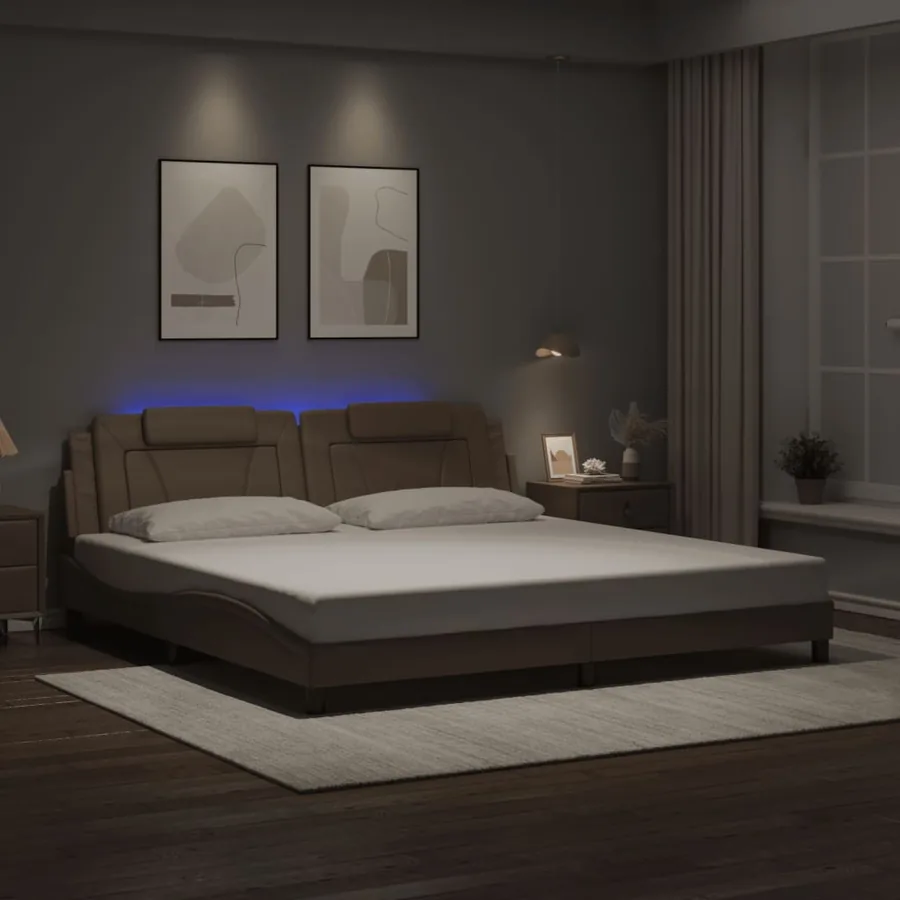 Cadre de lit Viana avec LED sans matelas cappuccino 200x200 cm