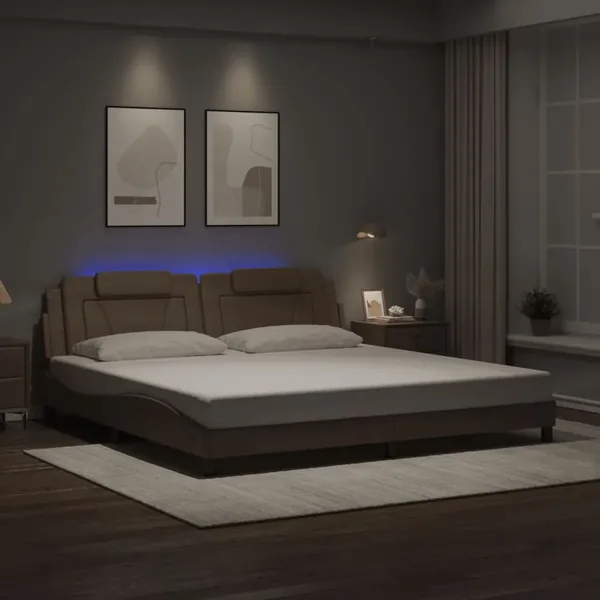 Cadre de lit Viana avec LED sans matelas cappuccino 200x200 cm