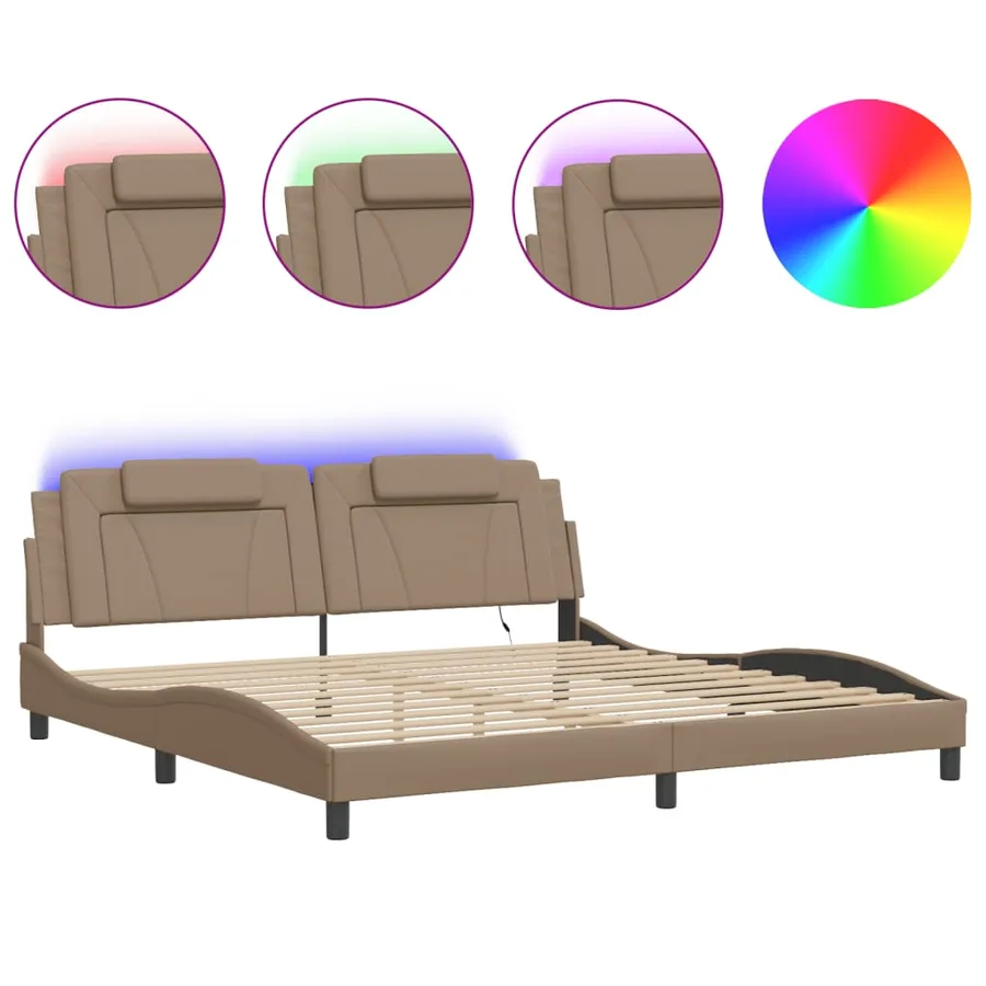 Cadre de lit Viana avec LED sans matelas cappuccino 200x200 cm - 2