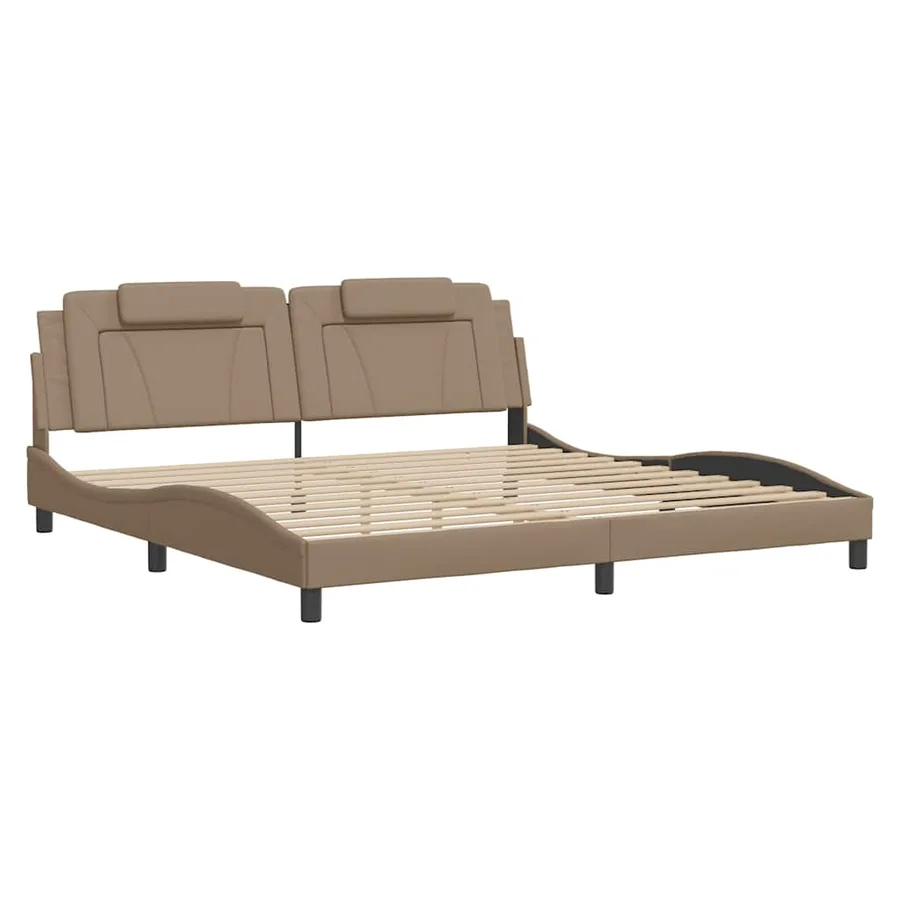 Cadre de lit Viana sans matelas cappuccino 200x200 cm similicuir - 3