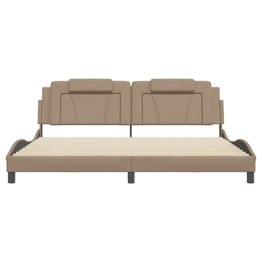 Cadre de lit Viana sans matelas cappuccino 200x200 cm similicuir - 4