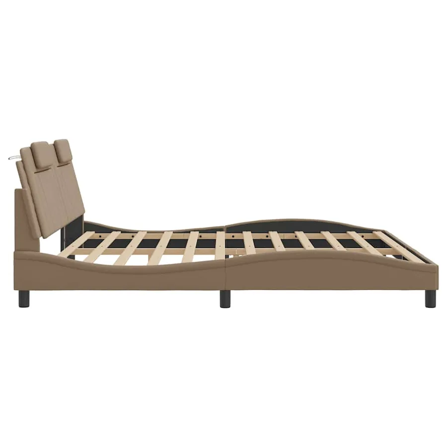 Cadre de lit Viana sans matelas cappuccino 200x200 cm similicuir - 7