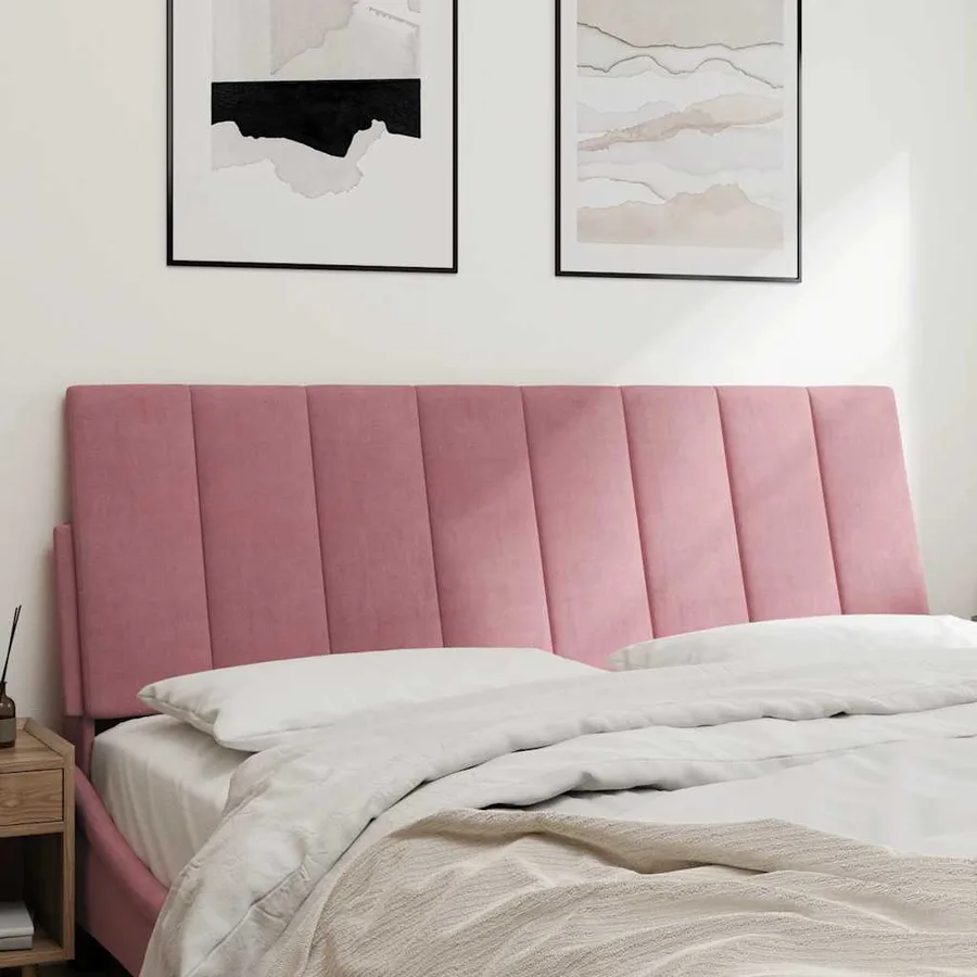 Coussin de tête de lit Hanko rose 140 cm velours - 3