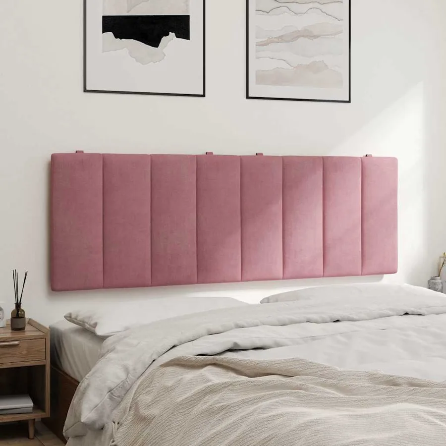 Coussin de tête de lit Hanko rose 140 cm velours - 4
