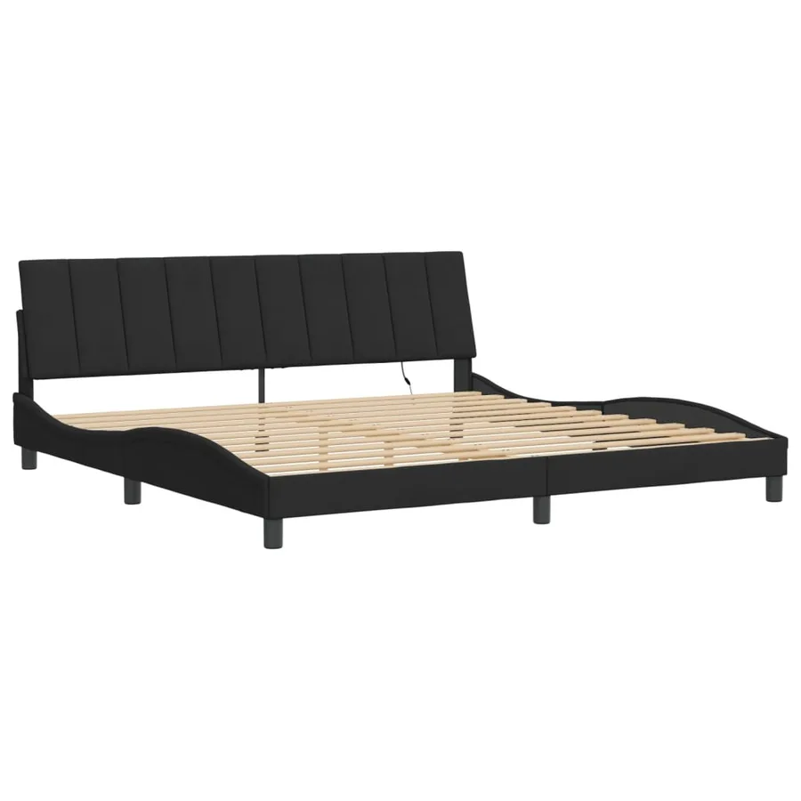 Cadre de lit avec LED sans matelas Hanko noir 200x200 cm velours - 3