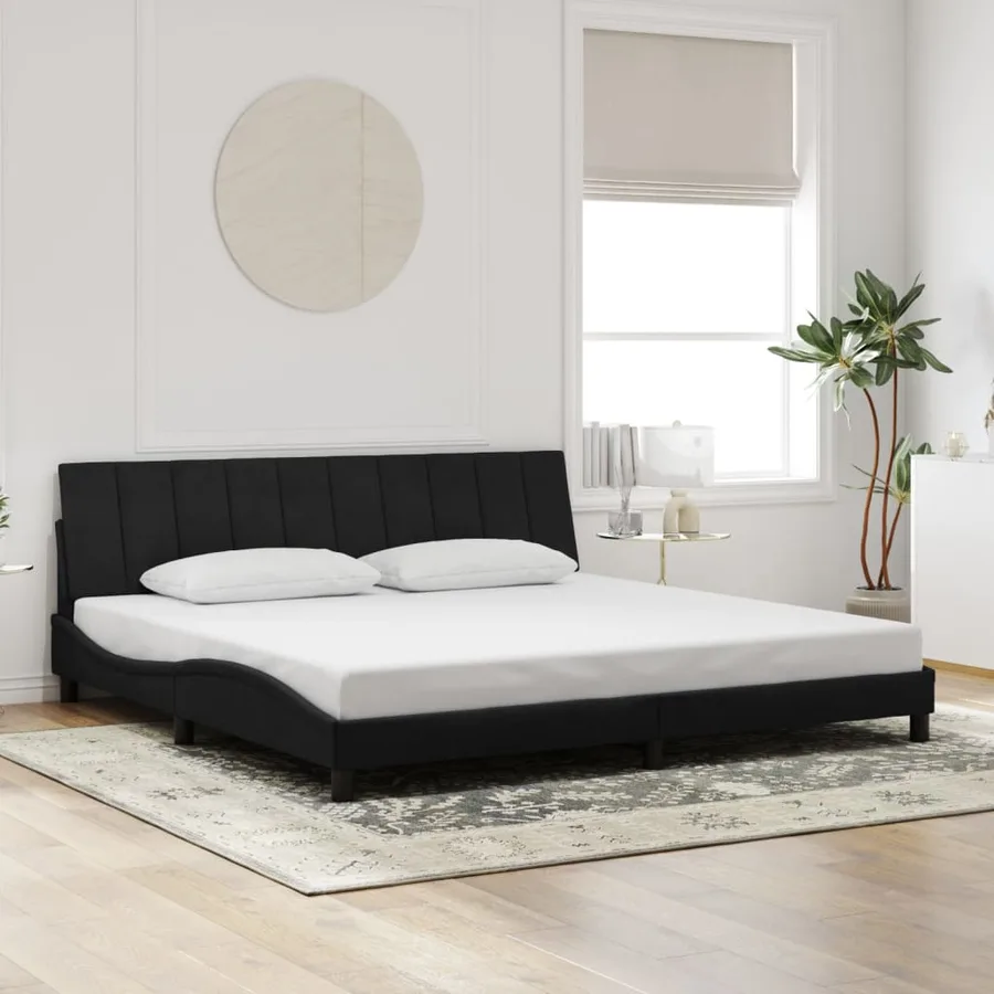 Cadre de lit avec LED sans matelas Hanko noir 200x200 cm velours - 4