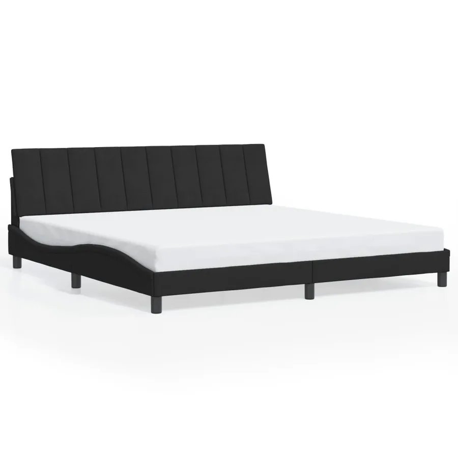 Cadre de lit avec LED sans matelas Hanko noir 200x200 cm velours - 5