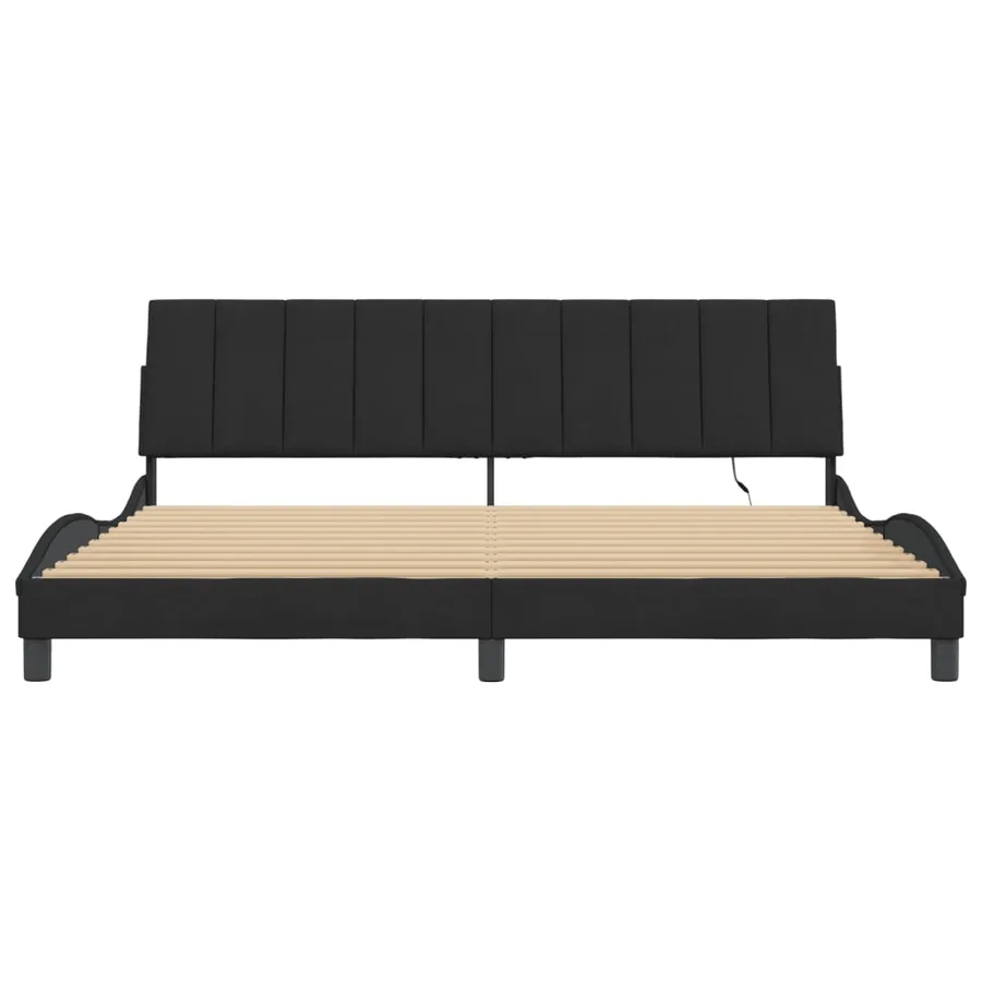 Cadre de lit avec LED sans matelas Hanko noir 200x200 cm velours - 6