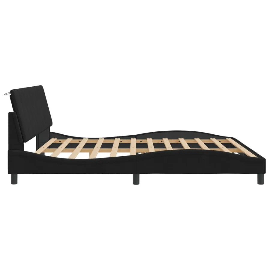 Cadre de lit avec LED sans matelas Hanko noir 200x200 cm velours - 7