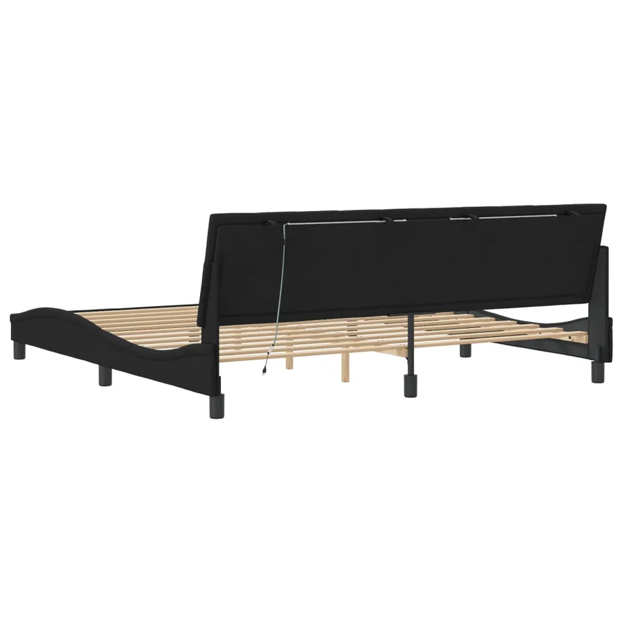 Cadre de lit avec LED sans matelas Hanko noir 200x200 cm velours - 8