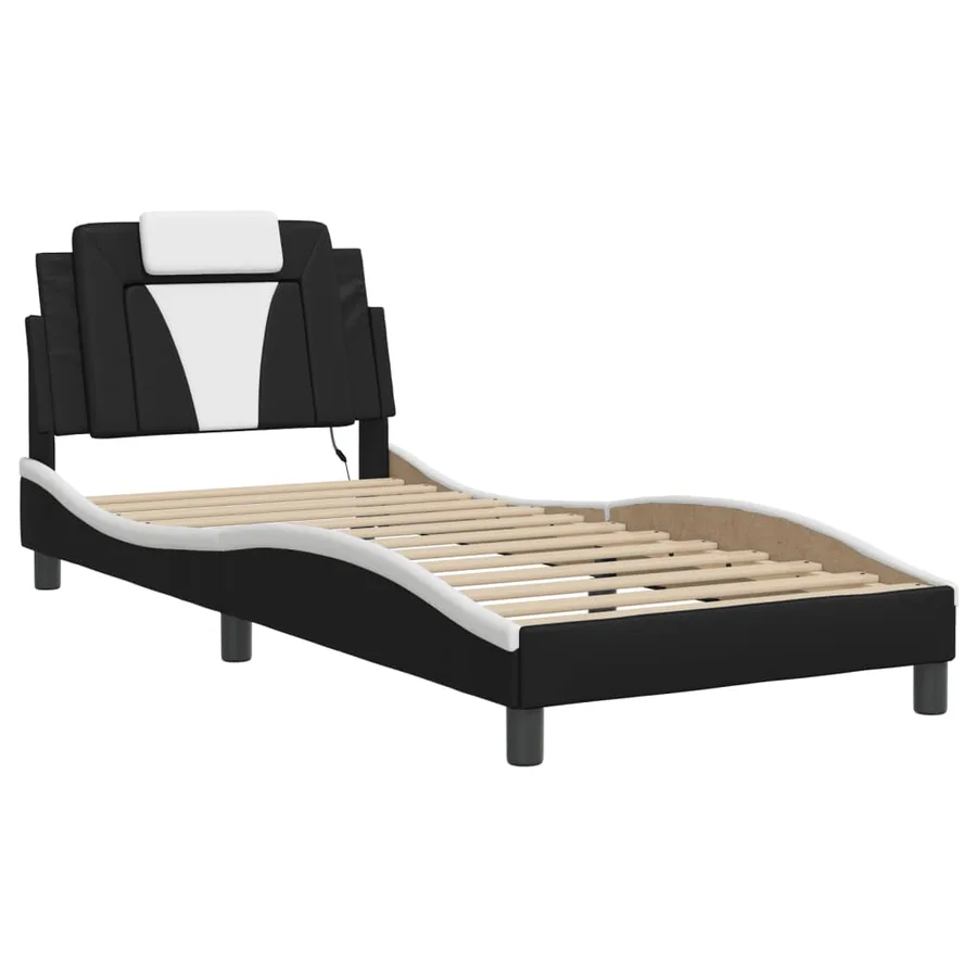 Cadre de lit Viana avec LED sans matelas noir et blanc 90x200 cm - 3