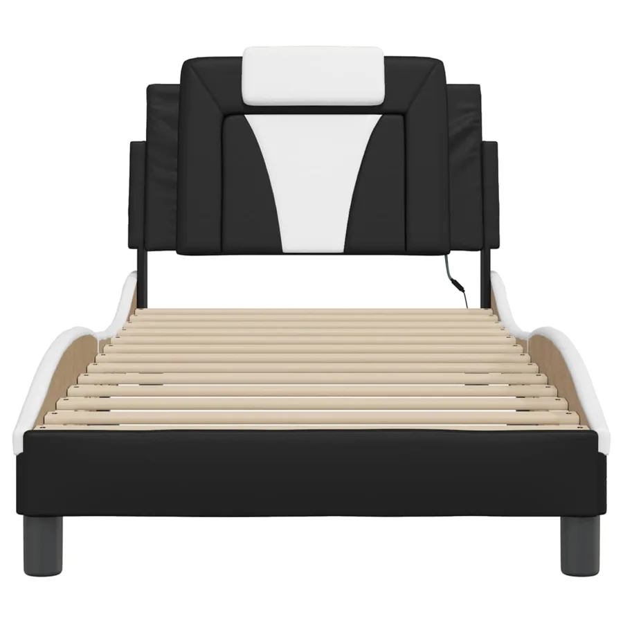Cadre de lit Viana avec LED sans matelas noir et blanc 90x200 cm - 6