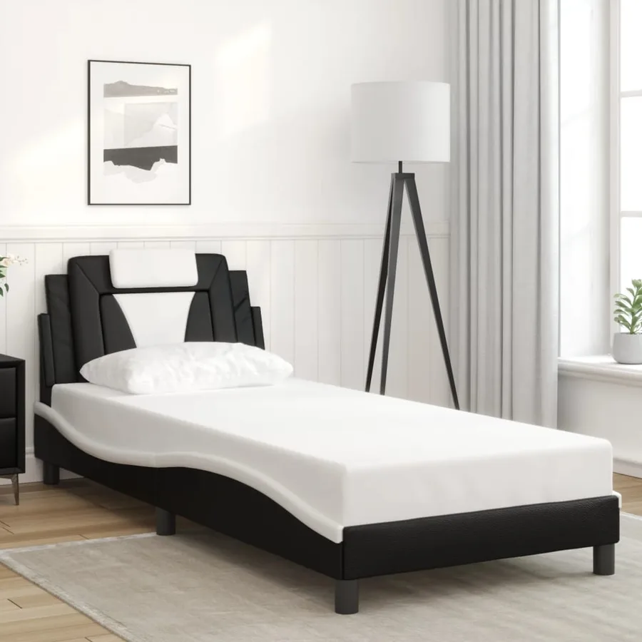 Cadre de lit Viana avec LED sans matelas noir et blanc 90x190 cm - 4
