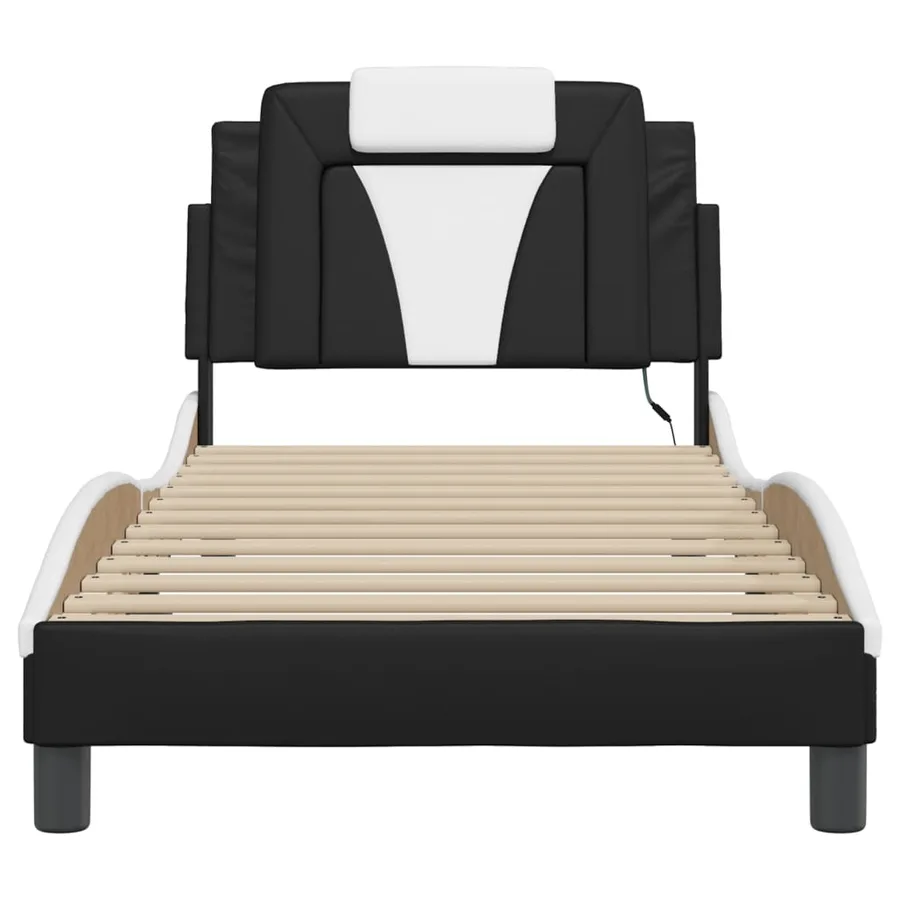 Cadre de lit Viana avec LED sans matelas noir et blanc 90x190 cm - 6