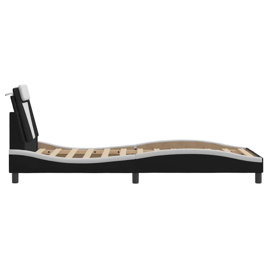 Cadre de lit Viana avec LED sans matelas noir et blanc 90x190 cm - 9