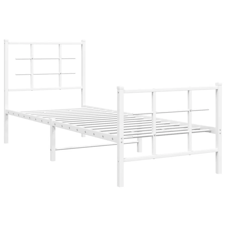 Cadre de lit métal sans matelas avec pied de lit blanc 75x190cm - 3