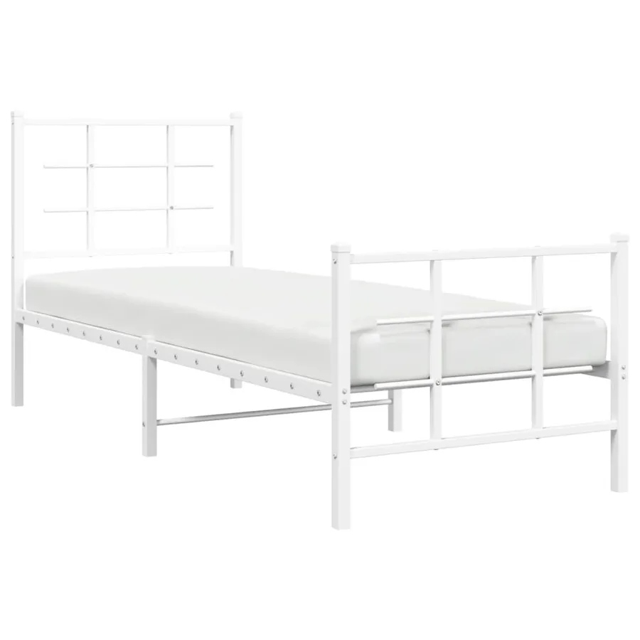 Cadre de lit métal sans matelas avec pied de lit blanc 75x190cm - 4