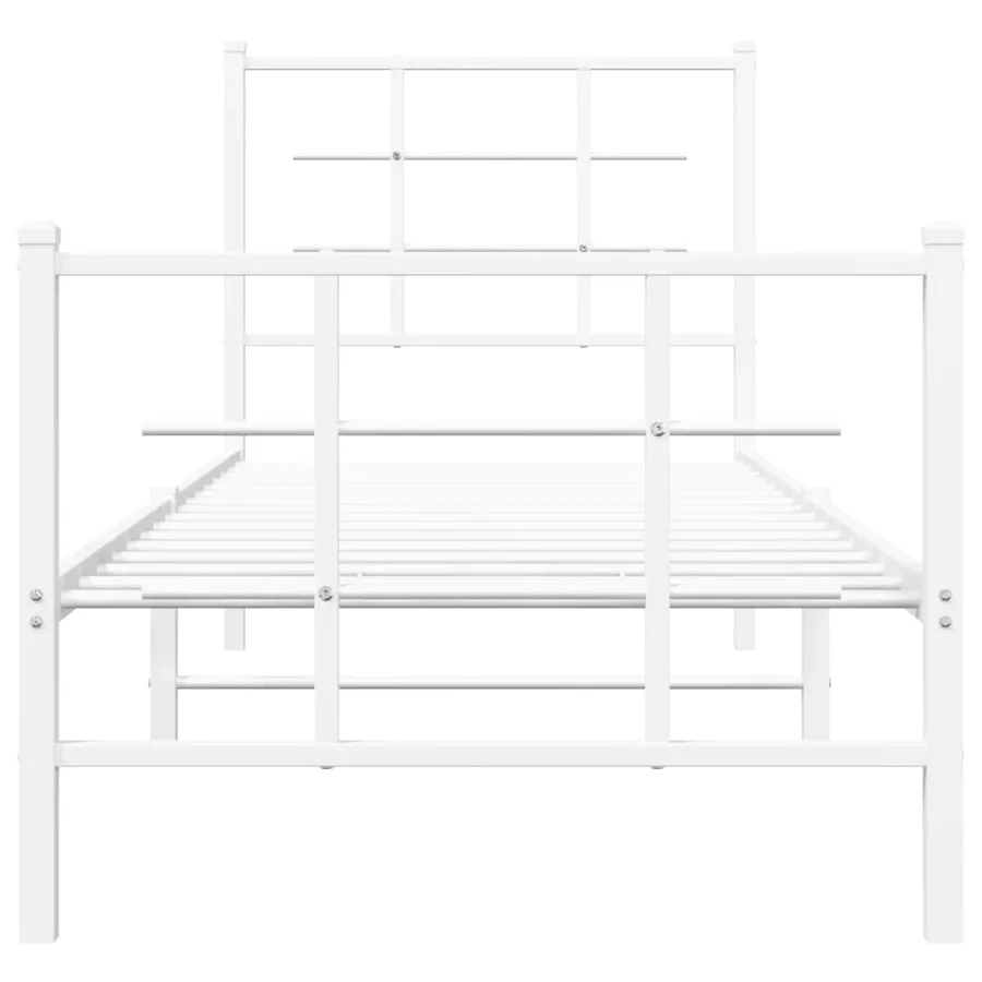 Cadre de lit métal sans matelas avec pied de lit blanc 75x190cm - 5