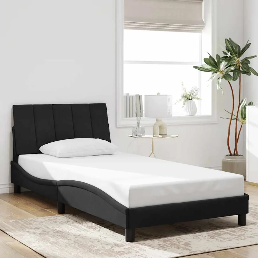 Cadre de lit sans matelas Hanko noir 100x200 cm velours