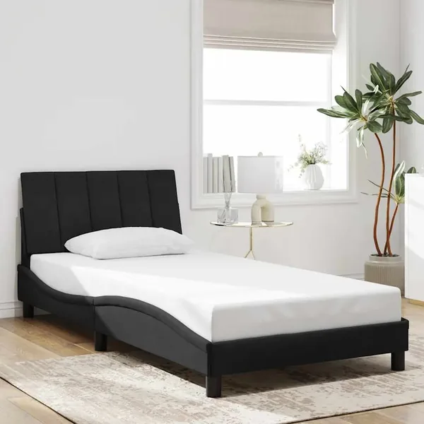 Cadre de lit sans matelas Hanko noir 100x200 cm velours