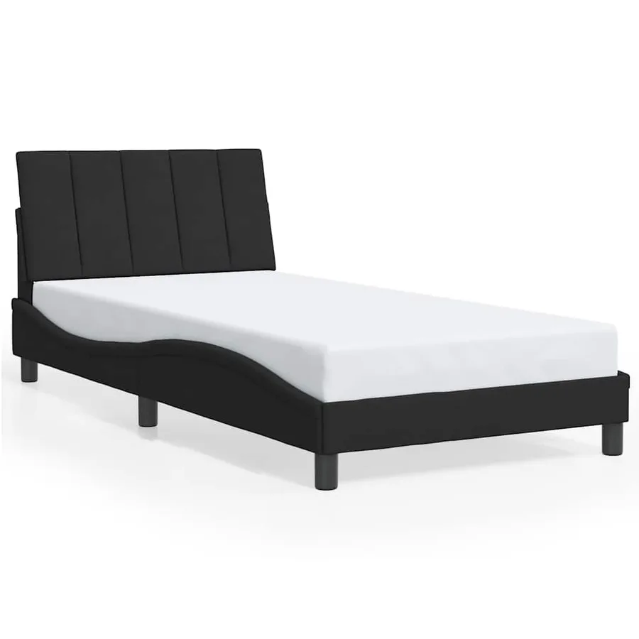 Cadre de lit sans matelas Hanko noir 100x200 cm velours - 2