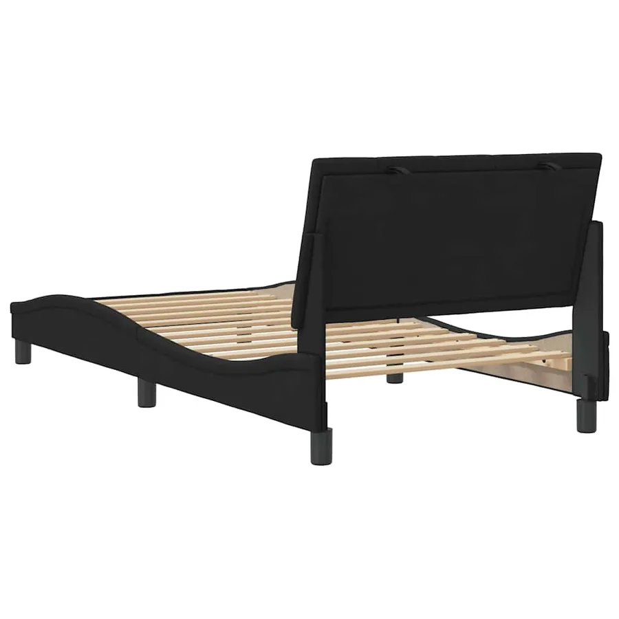 Cadre de lit sans matelas Hanko noir 100x200 cm velours - 7