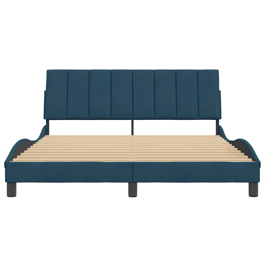 Cadre de lit sans matelas Hanko bleu 160x200 cm velours - 5