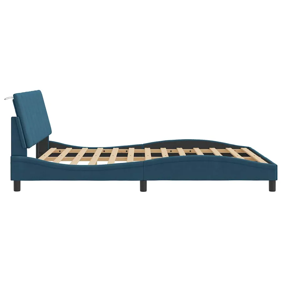 Cadre de lit sans matelas Hanko bleu 160x200 cm velours - 7