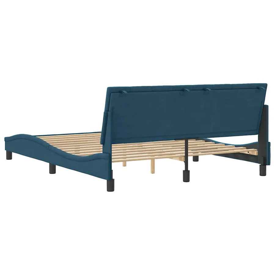 Cadre de lit sans matelas Hanko bleu 160x200 cm velours - 8