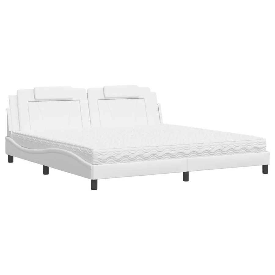 Lit Viana avec matelas blanc 200x200 cm similicuir - 2