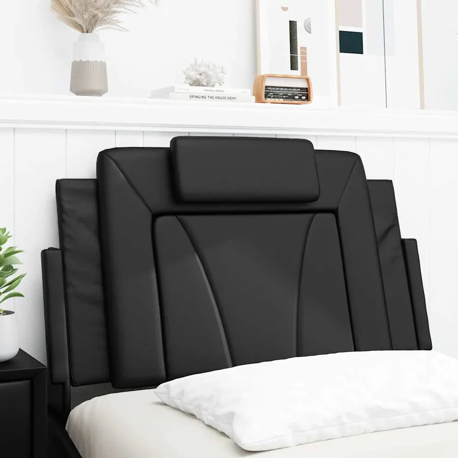 Coussin de tête de lit Viana noir 90 cm similicuir - 4