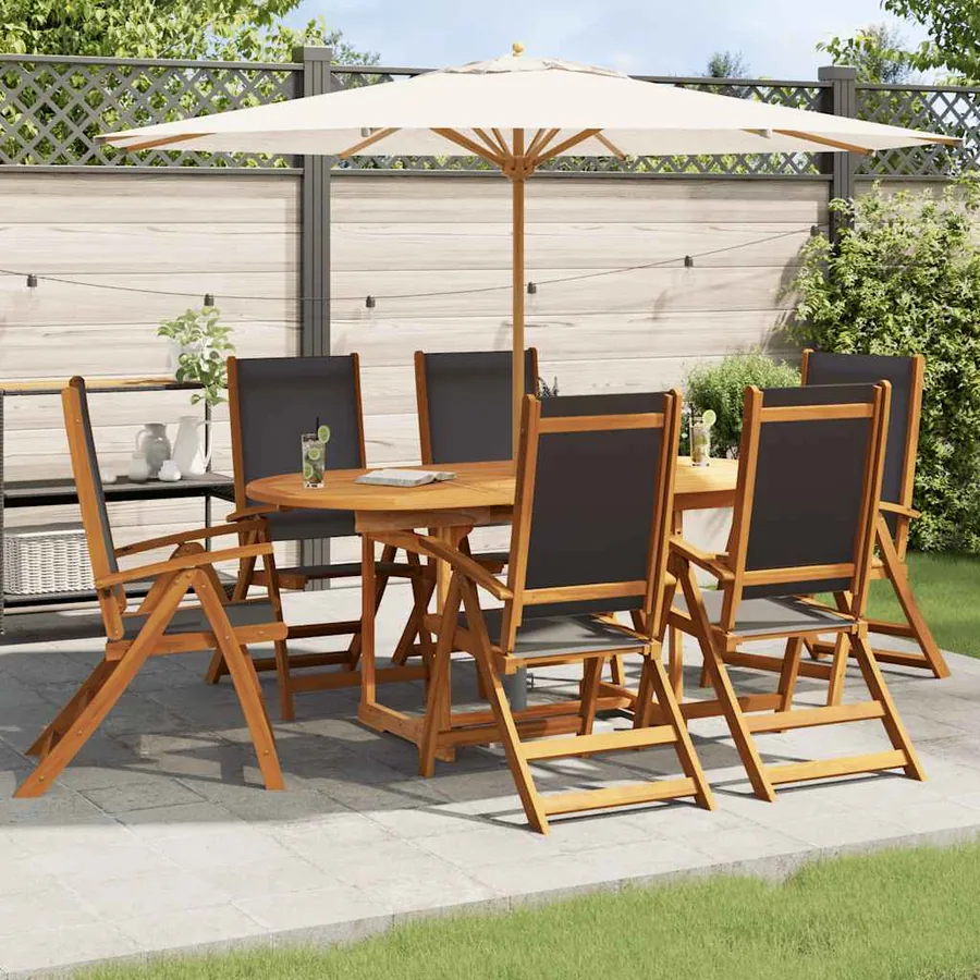 Ensemble à manger d'extérieur 7 pcs Bois d'acacia solide