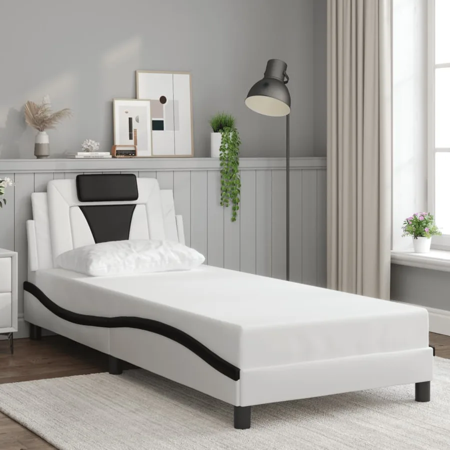 Cadre de lit Viana avec LED sans matelas blanc et noir 80x200 cm - 4
