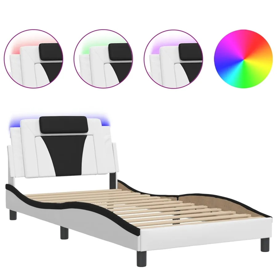 Cadre de lit Viana avec LED sans matelas blanc et noir 100x200 cm - 2