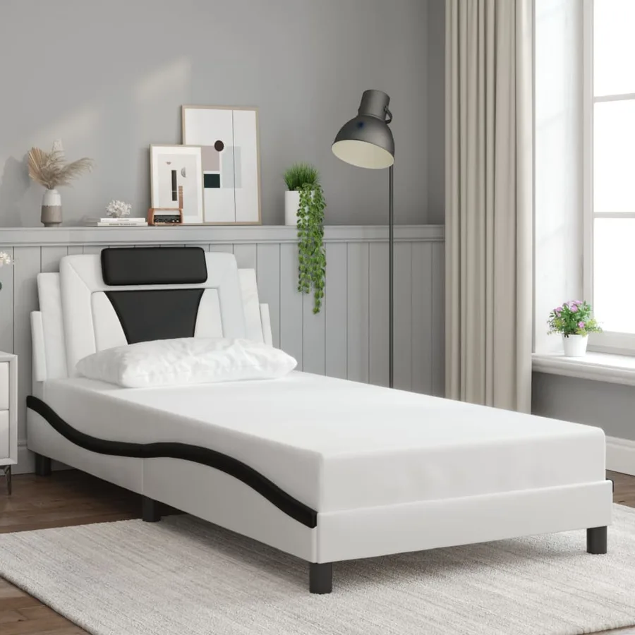 Cadre de lit Viana avec LED sans matelas blanc et noir 100x200 cm - 4