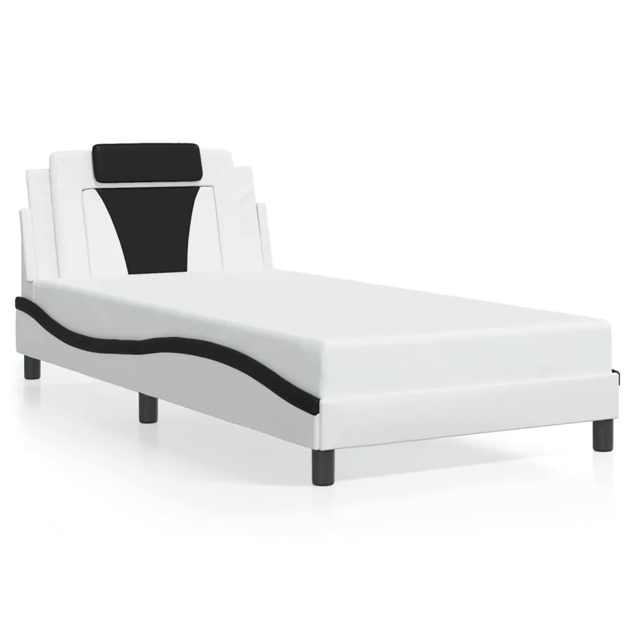 Cadre de lit Viana avec LED sans matelas blanc et noir 100x200 cm - 5