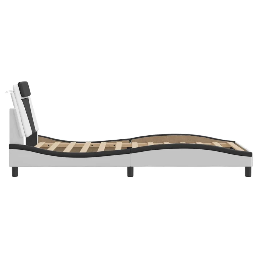 Cadre de lit Viana avec LED sans matelas blanc et noir 100x200 cm - 9