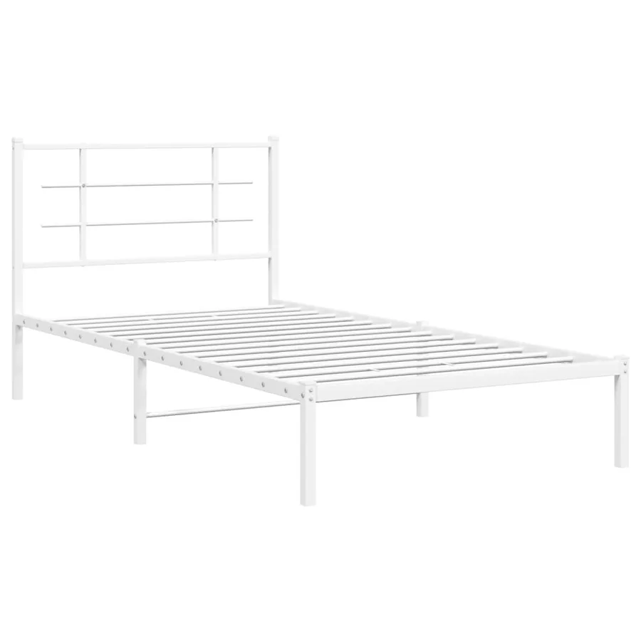 Cadre de lit métal sans matelas et tête de lit blanc 100x200 cm - 3