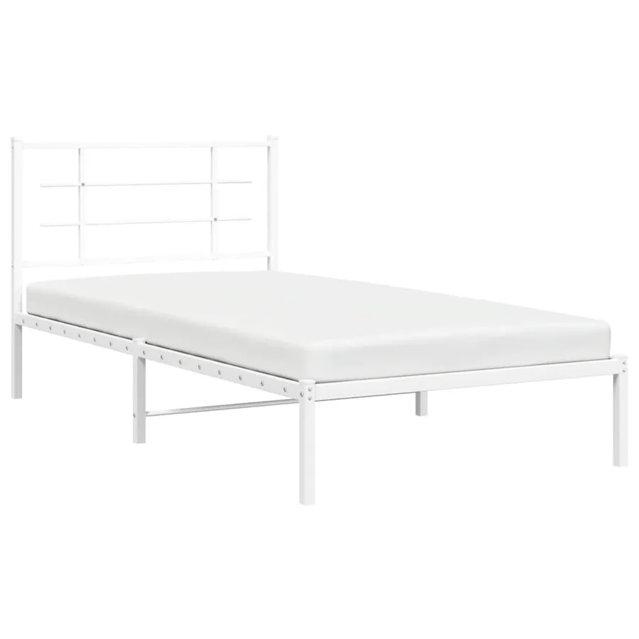Cadre de lit métal sans matelas et tête de lit blanc 100x200 cm - 4