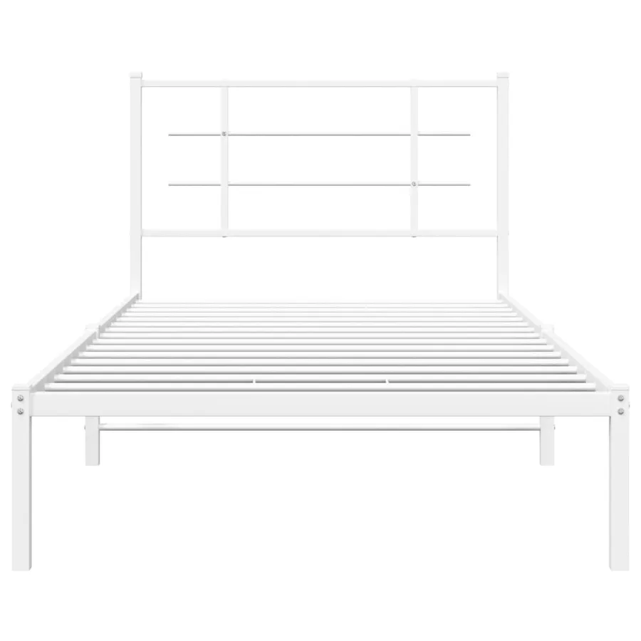 Cadre de lit métal sans matelas et tête de lit blanc 100x200 cm - 5